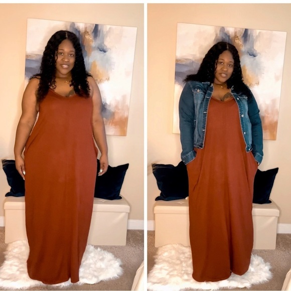 Dresses & Skirts - Rust Color Spaghetti Strap Maxi Dress